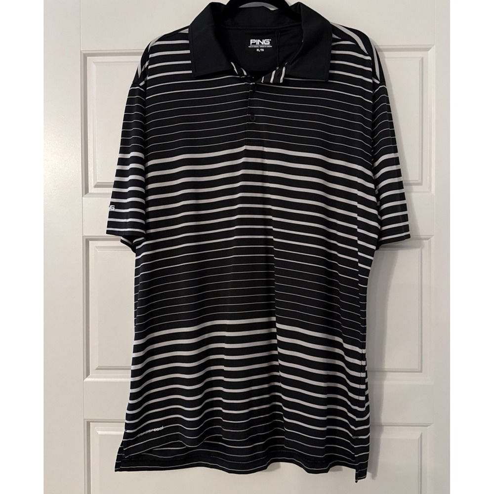 Ping Performance Mens Athletic Polo Shirt Black Stripe‎ Size XL Golf Preppy NWT